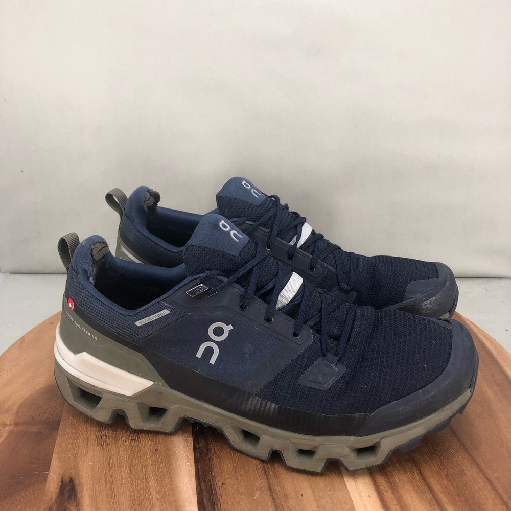 On Running Cloudrock Waterproof Mens Hiking Shoes Navy Olive Green Size 11